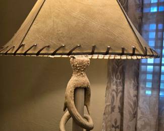 Floor Lamp Hand laced shade & Antlers