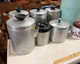 Aluminum Canister Set, Tea Pot & Etc