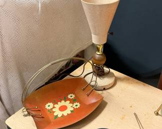 MCM Table Lamp & MCM Serving Basket