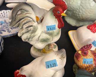 vintage ceramic roosters