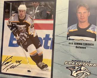 framed memorabilia features a signed photo + card of former Nashville Predators defenseman Kimmo Timonen