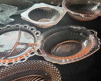 vintage pink depression glass