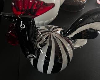 chunky, modernist studio art glass rooster figurine