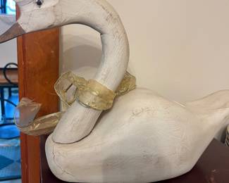 hand carved wood swan duck decoy