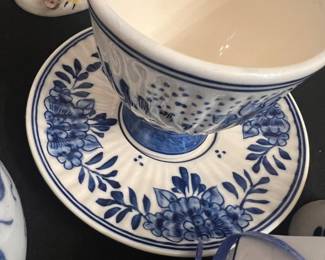 vintage Delft blue and white ceramic tea cup and saucer set
