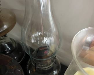 vintage clear glass finger oil lamp