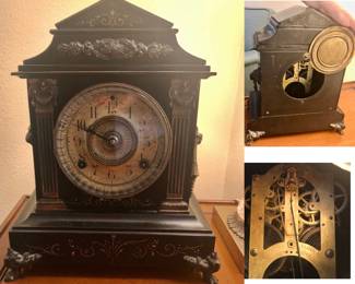Sold *Ansonia Heavy Metal Mantle Clock (not working)