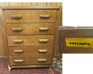 Lullaby Five Drawer Chest on Wheels is 31 1/2 inches wide x 16 1/2 inches deep x 42 inches tall was $75