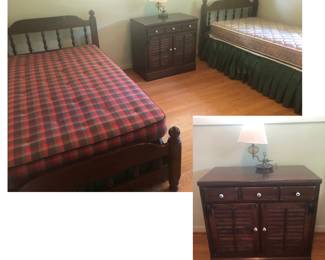  Ethan Allen Old Tavern Chest/Shutter Cabinet 32 inches wide x 18 inches deep x 30 inches tall. $100 AND a Pair of Matching Twin Beds Ethan Allen Old Tavern Headboard is 42 1/2 inches wide x 37 inches tall. Really Great Shape $125 Each Bed or was $300 for all 3 Pieces         