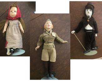 Vintage Poor Pitiful Pearl Doll, Charlie Chaplain Porcelain Doll, Freundlich 1942 WAAC Soldier Doll, Madame Alexander Doll with Handmade Clothes