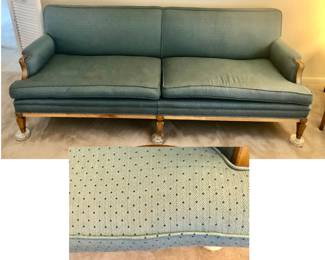 MCM Blue Sofa is 86 inches long 22 1/2 inches deep 31 inches tall. Style/Legs Match Striped Chair $225 or $300 Both   *Pre-Sale MCM Striped Chair 29 inches wide x 26 inches deep x 29 1/2 inches tall. Style/Legs Match Blue Sofa. $125 or was $300 Both