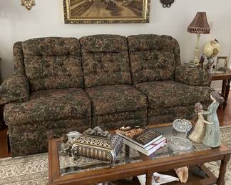 Recliner sofa, coffee table