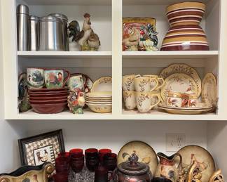 Ruby glass, roosters 