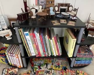 Doll house furniture, comic books