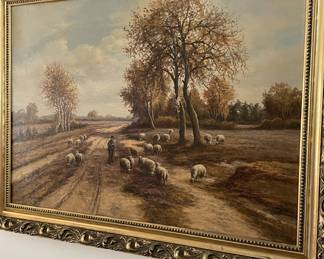 Oil on canvas pastoral painting