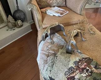Chair & ottoman, tapestry