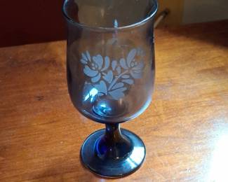 Set of Blue Toned Goblets with Floral Etching  Princess House Heritage second image