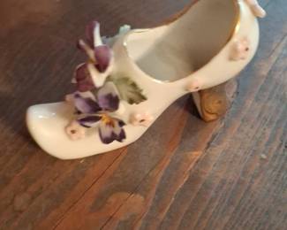 Porcelain Shoe Figurine with Violets