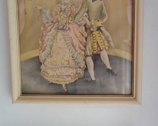 Framed Antique French Fashion Plate  La Mode Illustre