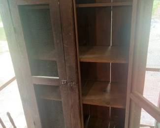 Vintage Wooden Screen Door Pantry Cabinet or Pie Safe second image
