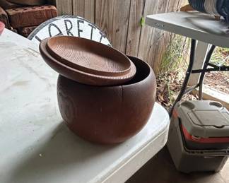 Wooden Lidded Bowl and Tray Set