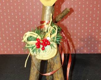 Rustic Wooden Reindeer Christmas Decoration