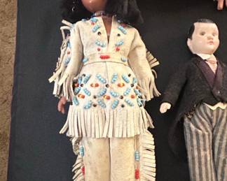 Vintage Carlson Native American Doll and Gentleman Doll Set