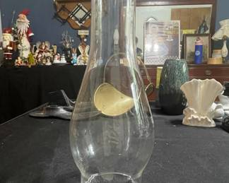 Glass Hurricane Lamp Shade with Brass Holder