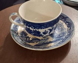 Vintage Japanese Blue Willow Teacup and Saucer