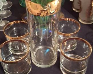 Vintage The Lumfords Etched Gold Rimmed Tumblers and Highball Glasses Set