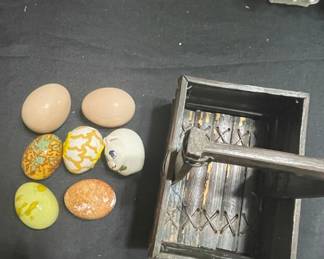 Rustic Wooden Crate with Decorative Eggs third image