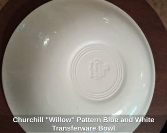 Churchill Willow Pattern Blue and White Transferware Bowl second image