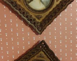 Cameo Creation Portrait Miniatures in Ornate Diamond Frames Set of 