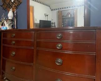 Vintage Dixie Mahogany Double Bow Front Dresser with Mirror second image