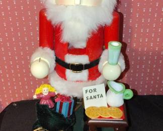 Santa Claus Nutcracker with Gifts and For Santa Sign