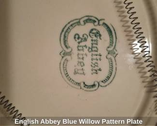 English Abbey Blue Willow Pattern Plate second image