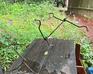 Wrought Iron Plant Stand with Scrolled Arms