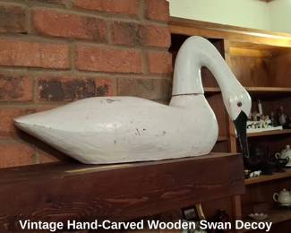 Vintage HandCarved Wooden Swan Decoy