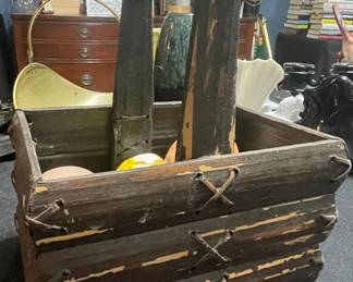 Rustic Wooden Crate with Decorative Eggs