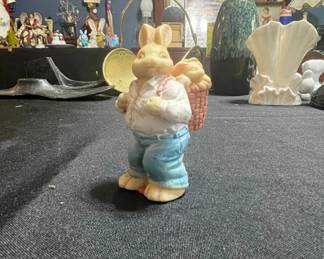 Ceramic Easter Bunny Figurine with Basket
