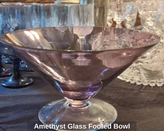 Amethyst Glass Footed Bowl