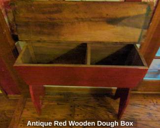 Antique Red Wooden Dough Box second image