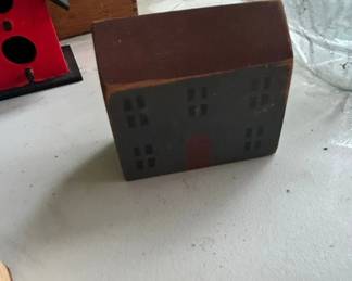 Primitive Wooden Saltbox House Figurine