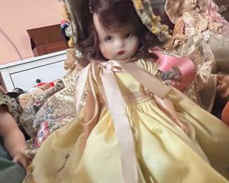 Vintage Composition Doll in Yellow Gown