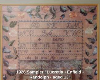 Sampler Lucretia Enfield Randolph aged second image