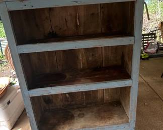 Primitive Blue Painted Pine Shelving Unit second image