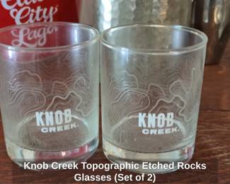 Knob Creek Topographic Etched Rocks Glasses Set of 
