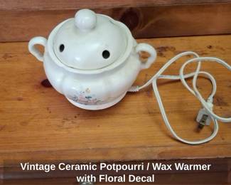 Vintage Ceramic Potpourri or Wax Warmer with Floral Decal