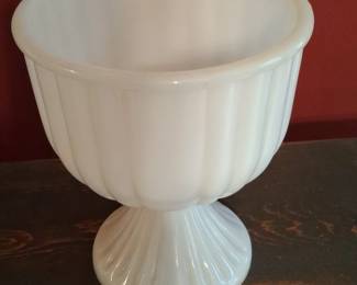 White Milk Glass Footed Compote Bowl  E.O. Brody Co.