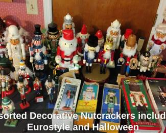Assorted Decorative Nutcrackers including Eurostyle and Halloween